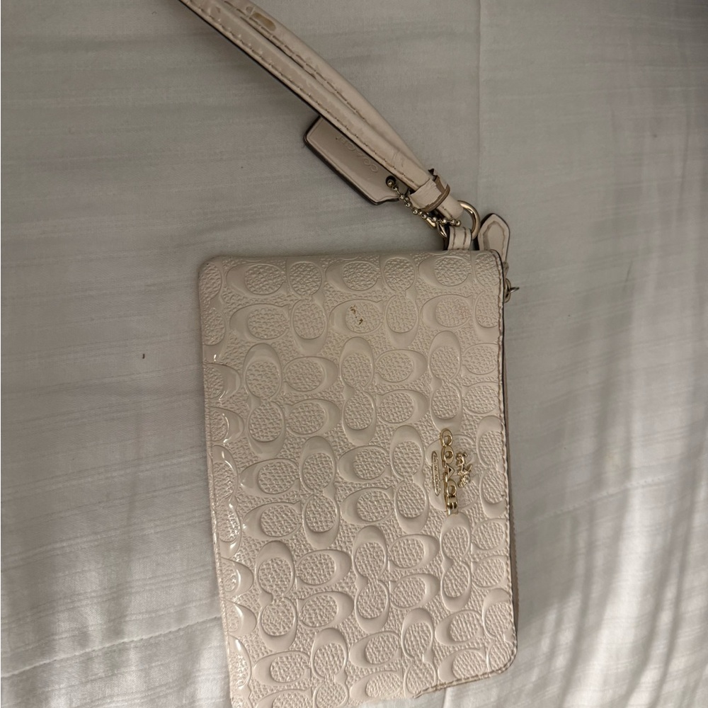 Coach Textured Cream Wristlet